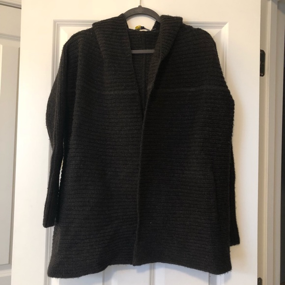 Vince Sweaters - Vince Black Ribbed Hooded Cardigan